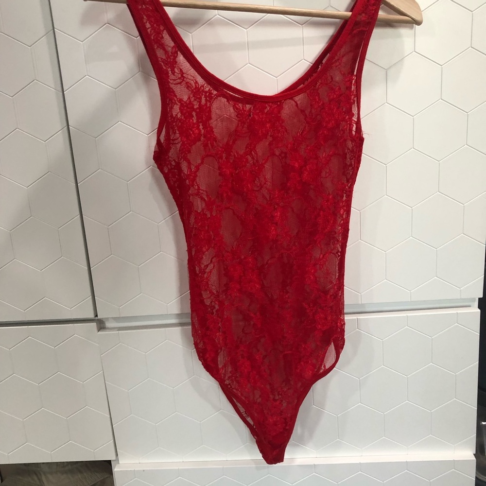 Red lace bodysuit